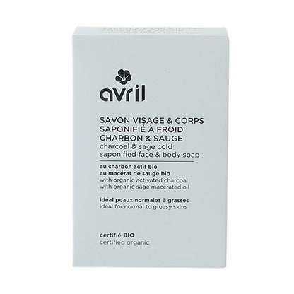 AVRIL Charcoal & Sage Cold-Process Soap for Face & Body – 100 g