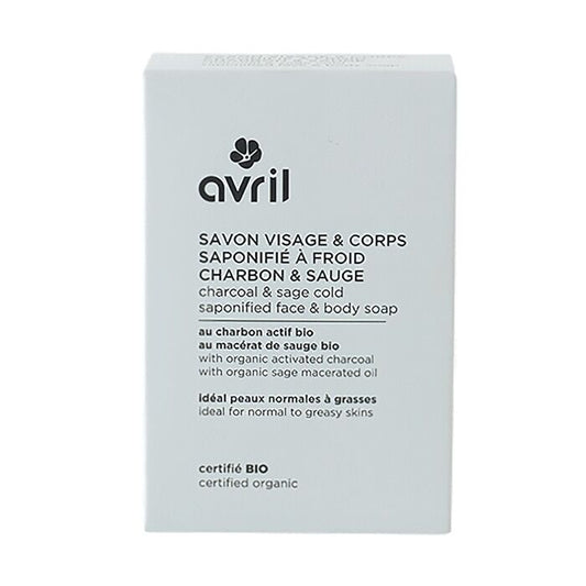 AVRIL Charcoal & Sage Cold-Process Soap for Face & Body – 100 g