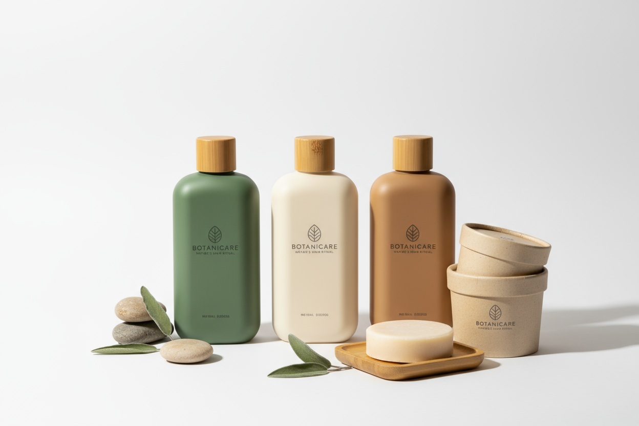 hair care products, eco and minimalist style